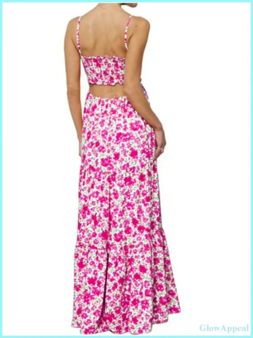 Spaghetti Strap Backless Smocked Milkmaid Flowy Maxi Sundress